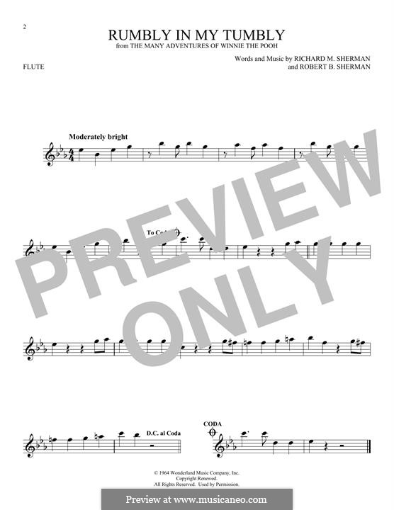 Rumbly in My Tumbly (from The Many Adventures of Winnie the Pooh): For flute by Richard M. Sherman, Robert B. Sherman