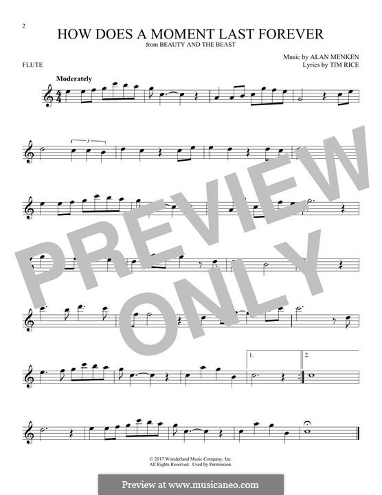 How Does a Moment Last Forever (Celine Dion): For flute by Alan Menken
