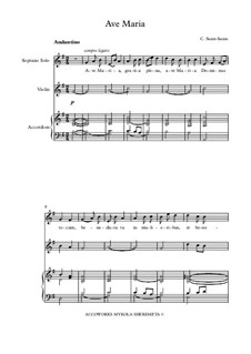 Ave Maria for Voice and Organ: Version for voice, violin and bayan by Camille Saint-Saëns