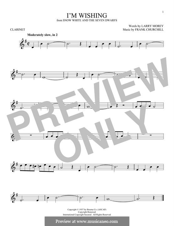 I'm Wishing (from Walt Disney's Snow White and the Seven Dwarfs): For clarinet by Frank Churchill