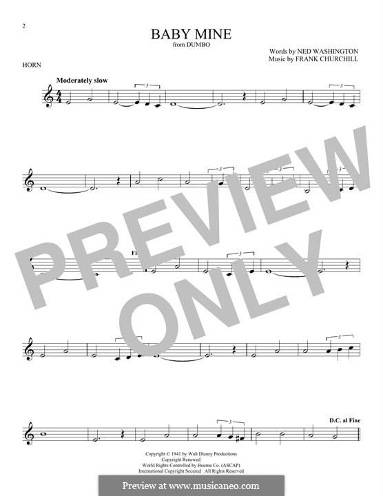 Baby Mine (from Walt Disney's Dumbo): For horn by Frank Churchill