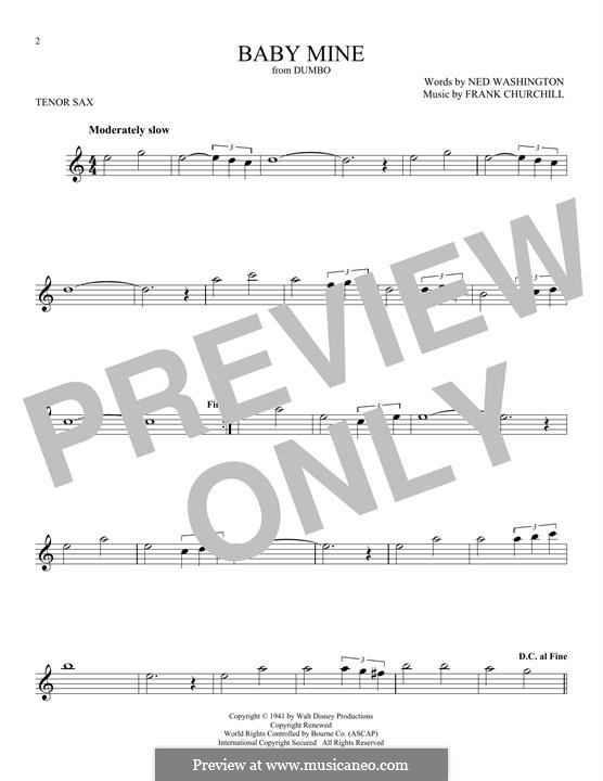 Baby Mine (from Walt Disney's Dumbo): For tenor saxophone by Frank Churchill