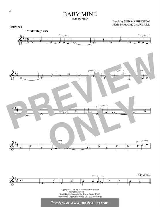 Baby Mine (from Walt Disney's Dumbo): For trumpet by Frank Churchill