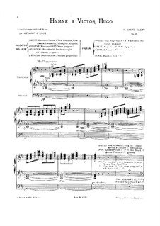 Hymn for Victor Hugo, Op.69: For organ by Camille Saint-Saëns