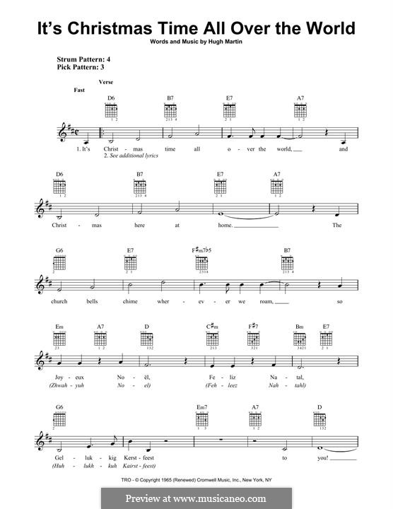 It's Christmas Time All Over the World: For guitar with tab by Hugh Martin