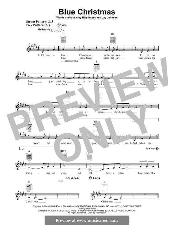 blue christmas by b hayes j johnson sheet music on musicaneo blue christmas words