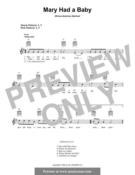 Mary Had a Baby: For guitar with tab by folklore