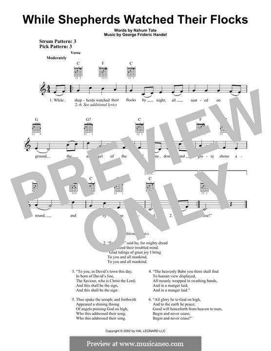 While Shepherds Watched Their Flocks: For guitar with tab by Georg Friedrich Händel