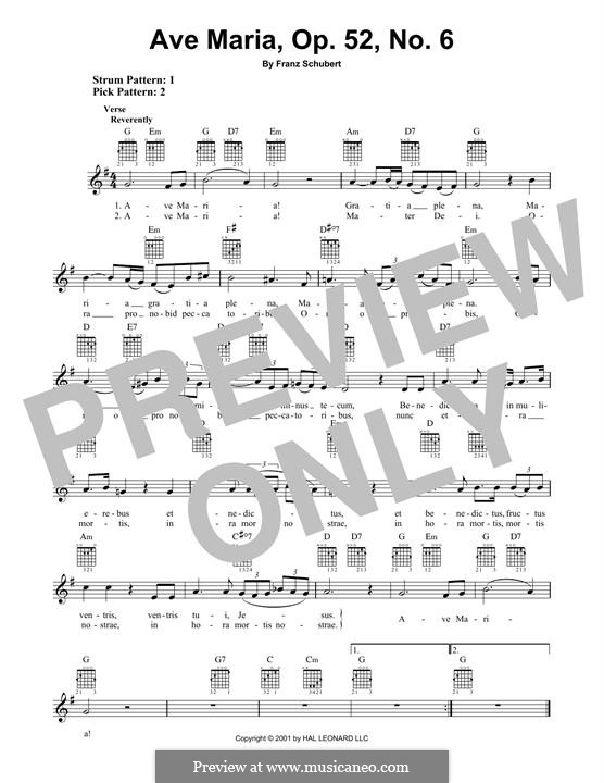 One instrument version: For guitar with tab by Franz Schubert