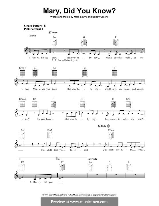 Chord Chart For Mary Did You Know