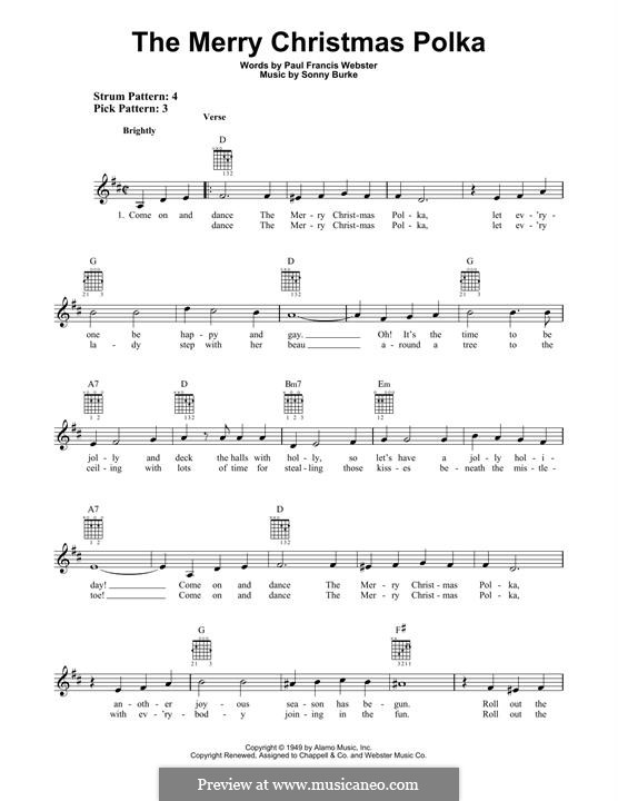 The Merry Christmas Polka: For guitar with tab by Sonny Burke