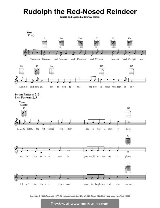 Rudolph the Red-Nosed Reindeer: For guitar with tab by Johnny Marks