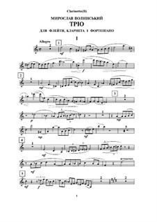 Trio for Flute, Clarinet and Piano: Clarinet part by Miroslav Wolynskij