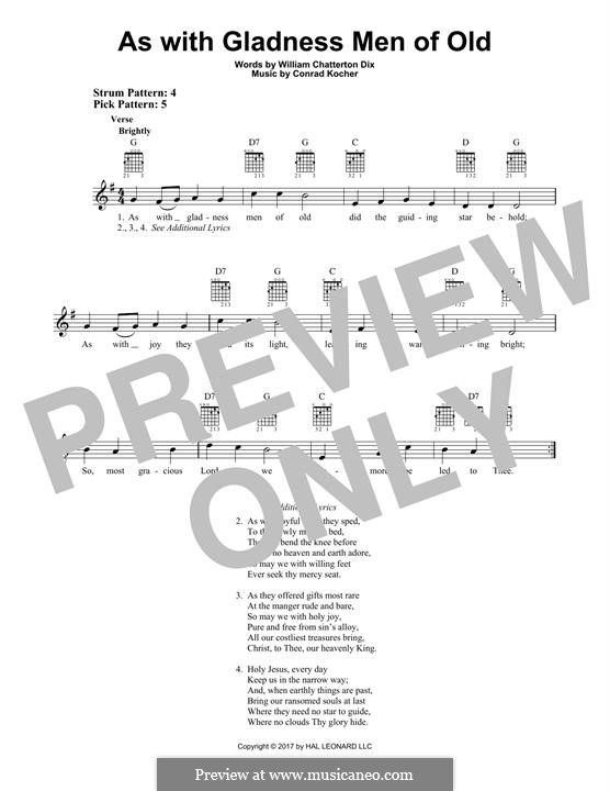 As with Gladness Men of Old: For guitar with tab by Conrad Kocher