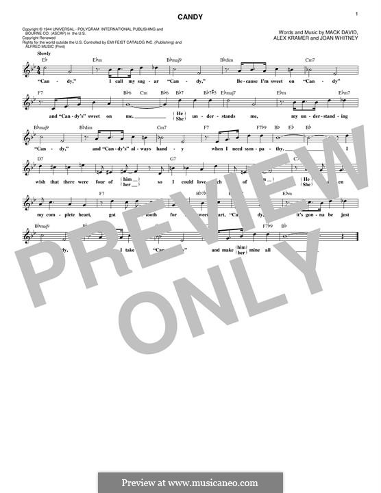 Candy (Ray Charles): Melody line by Alex Kramer, Joan Whitney, Mack David