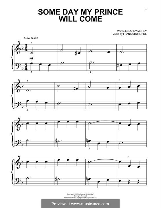 Some Day My Prince Will Come (from Snow White and The Seven Dwarfs): For piano by Frank Churchill