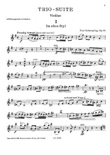 Trio-Suite for Violin, Cello and Piano, Op.19: Violin part by Paul Scheinpflug