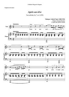 Three Songs, Op.7: No.1 Après un rêve, for voice and piano by Gabriel Fauré