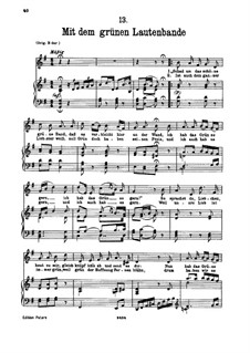 No.13 Mit dem grünen Lautenbande (With the Green Lute-Riband): For low voice and piano by Franz Schubert