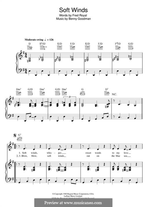 Soft Winds: For voice and piano (or guitar) by Benny Goodman