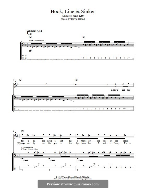 Hook, Line & Sinker (Royal Blood): For bass guitar with tab by Ben Thatcher, Michael Kerr