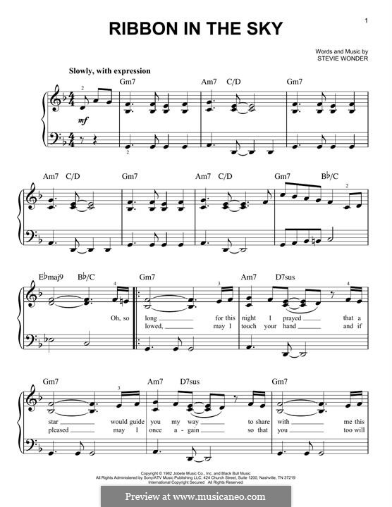 Ribbon in the Sky: For piano by Stevie Wonder