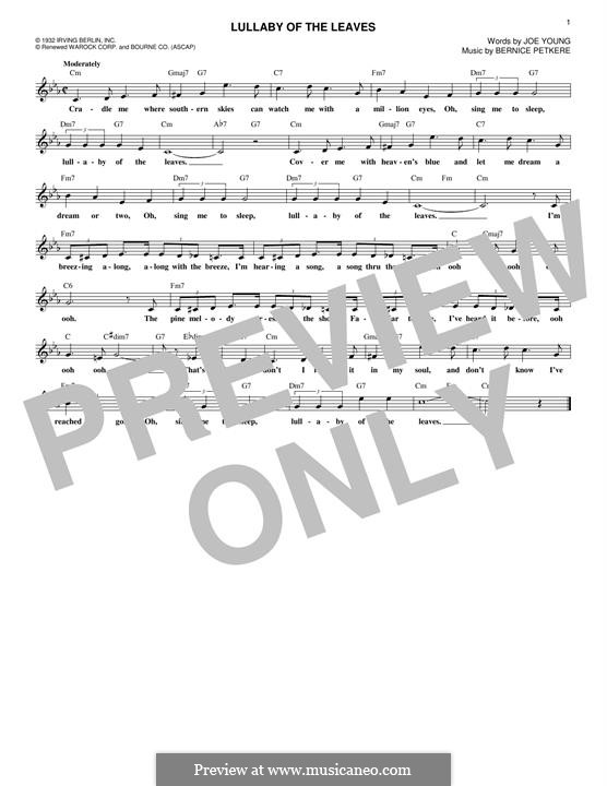 Lullaby of the Leaves by B. Petkere - sheet music on MusicaNeo