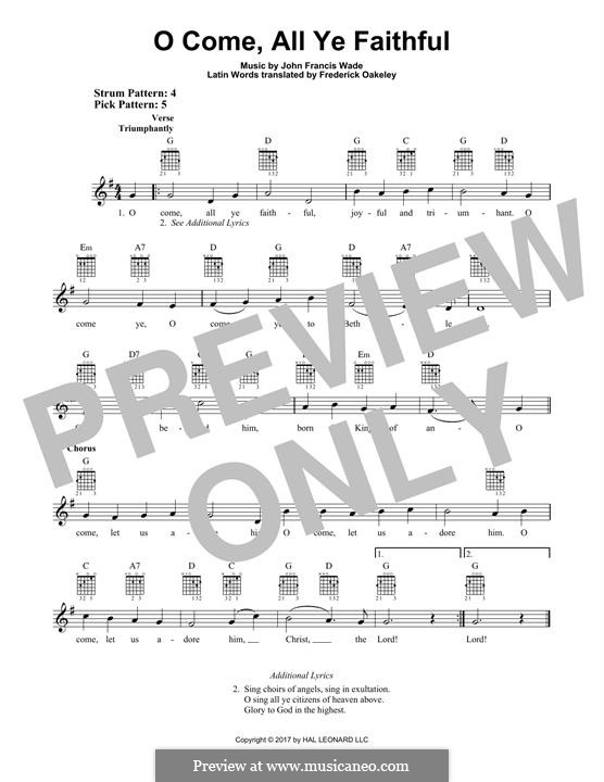 Instrumental version (Printable scores): For guitar with tab by John Francis Wade