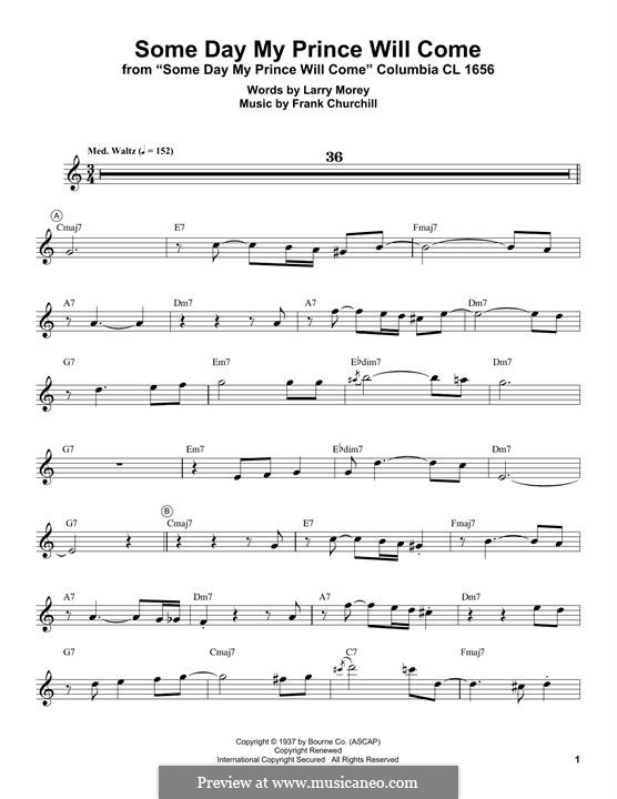 Some Day My Prince Will Come (from Snow White and The Seven Dwarfs): For trumpet by Frank Churchill