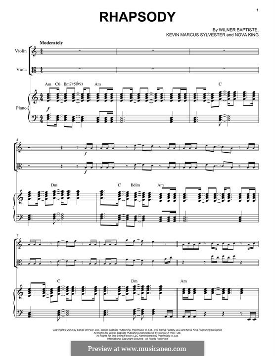 Rhapsody (Black Violin): For violin, viola and piano by Kevin Marcus Sylvester, Wilner Baptiste, Nova King