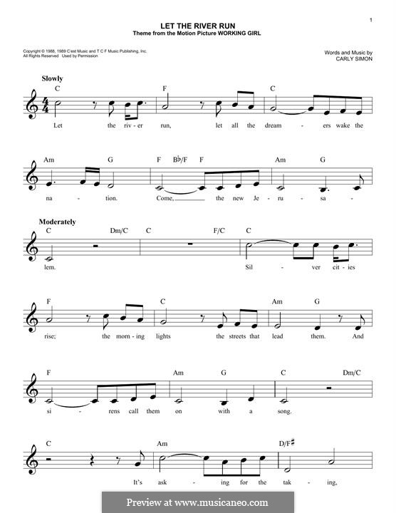 Let the River Run: Melody line by Carly Simon