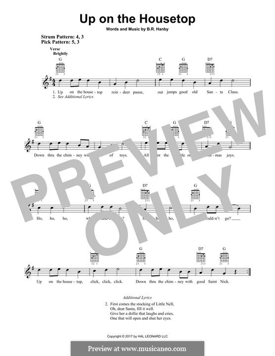 Up on the House Top: For guitar with tab by Benjamin Russel Hanby