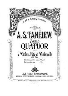 String Quartet No.3 in A Major, Op.30: Violin I part by Alexander Taneyev