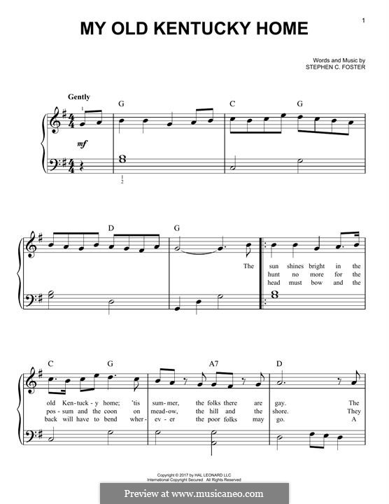 My Old Kentucky Home Good-Night: For piano by Stephen Collins Foster