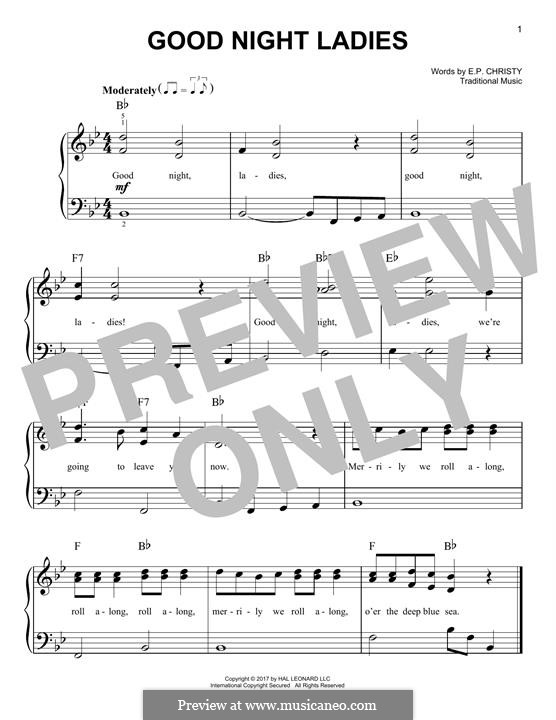 Good Night Ladies: For piano by folklore