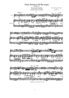 Sonata for Oboe and Harpsichord in B Flat Major, HWV357: Score, solo part by Georg Friedrich Händel