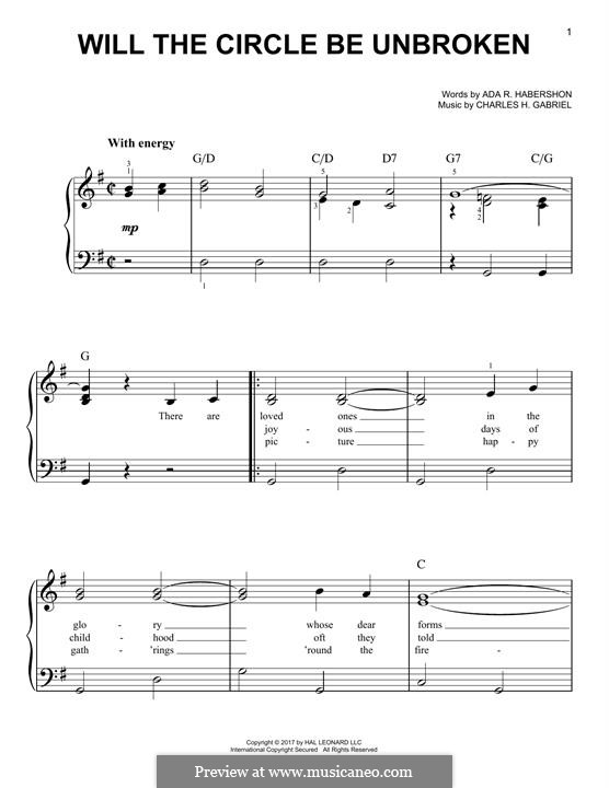 Will the Circle Be Unbroken: For piano by Charles Hutchinson Gabriel