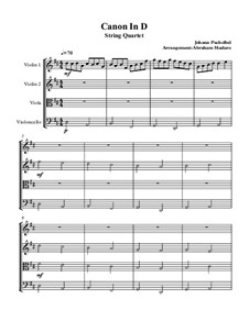 Quartet instrument version: For string quartet by Johann Pachelbel