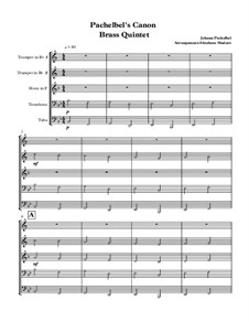 Chamber version: For brass quintet by Johann Pachelbel