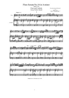 Sonata for Flute and Harpsichord No.1 in A Minor, HWV 374: Score, solo part by Georg Friedrich Händel