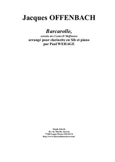 Barcarole: Version for Bb clarinet and piano by Jacques Offenbach