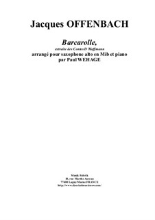 Barcarole: Version for Eb alto saxophone and piano by Jacques Offenbach