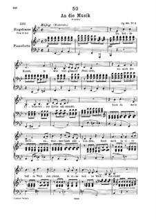 An die Musik (To Music), D.547 Op.88 No.4: For low voice and piano by Franz Schubert
