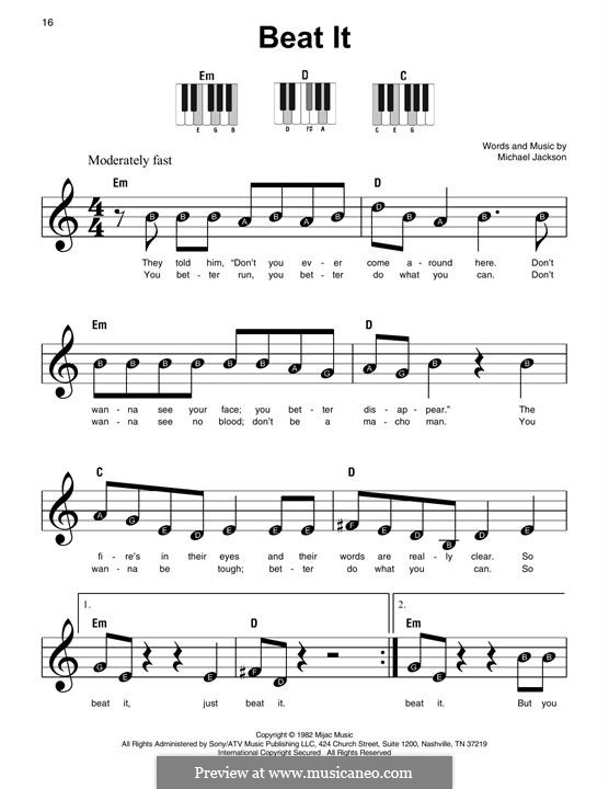 Beat It: For piano by Michael Jackson