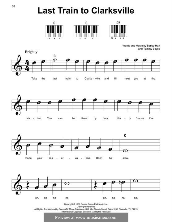 Last Train to Clarksville (The Monkees) by B. Hart, T. Boyce on MusicaNeo