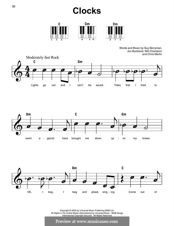 Piano version: Big notes by Chris Martin, Guy Berryman, Jonny Buckland, Will Champion
