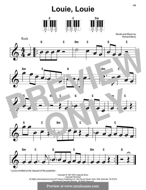 Louie, Louie (The Kingsmen): For piano by Richard Berry