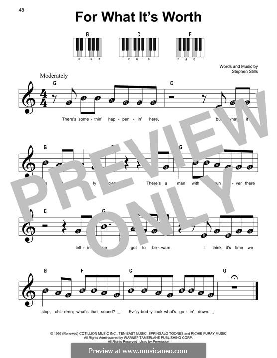 For What It's Worth (Buffalo Springfield): For piano by Stephen Stills