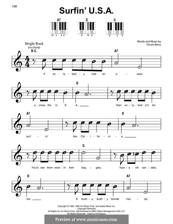 Surfin' U.S.A. (The Beach Boys): For piano by Chuck Berry
