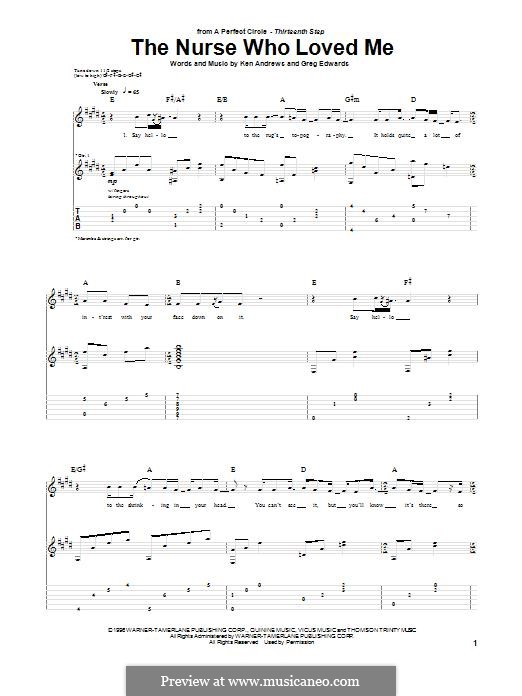 The Nurse Who Loved Me (A Perfect Circle): For guitar with tab by Ken Andrews, Greg Edwards